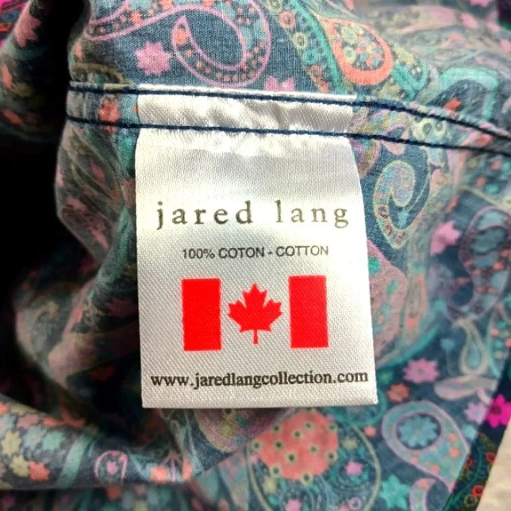 Jared Lang Vibrant Purple and Blue Floral Casual Button Down Shirt Mens XL - Picture 5 of 8